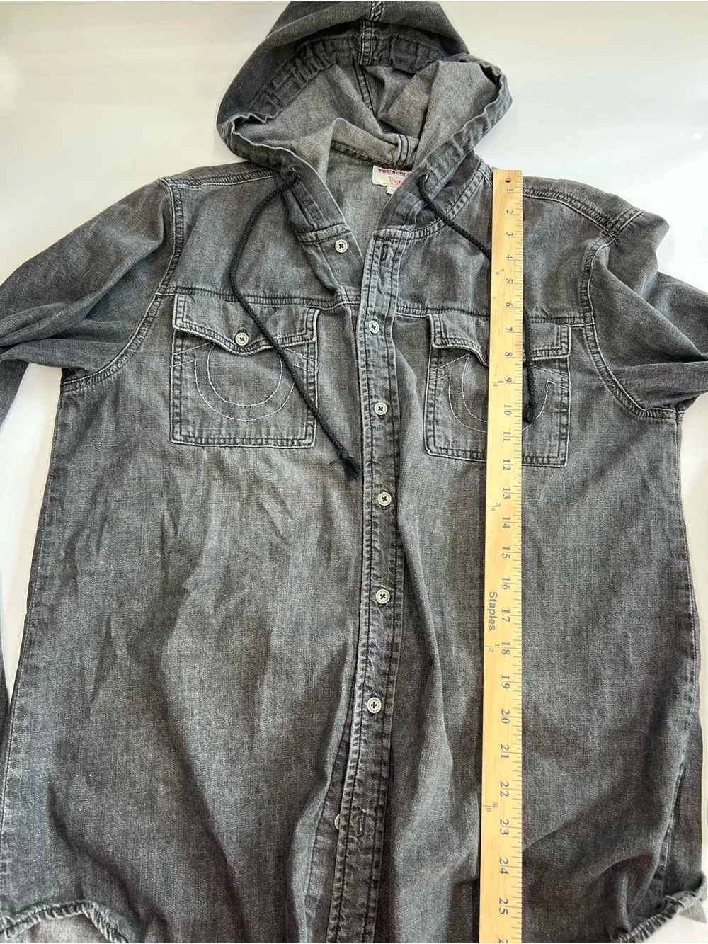 True Religion Men’s Hoodie Shirt Jacket Horseshoe Y2K Sz L Streetwear Skater